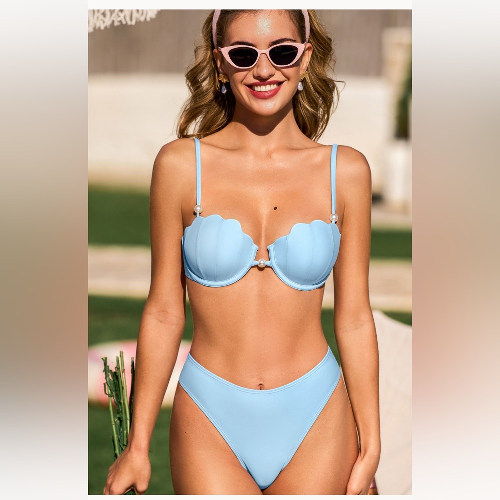 NWT Cupshe Over Ice Blue Bikini Set